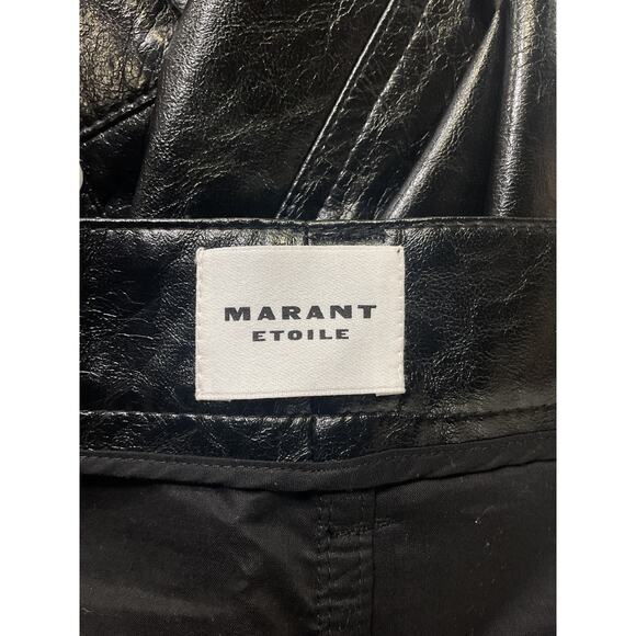 Isabel Marant �toile 'Angele' Black Faux-Leather Midi-Skirt Size 2 - Picture 4 of 5